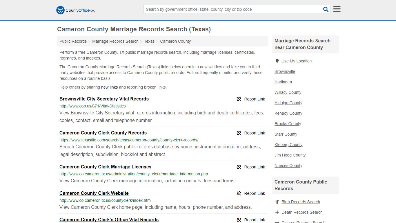 Cameron County Marriage Records Search (Texas) - County Office