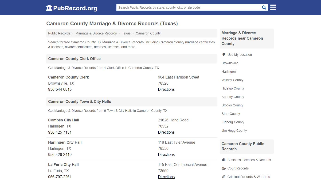 Cameron County Marriage & Divorce Records (Texas)