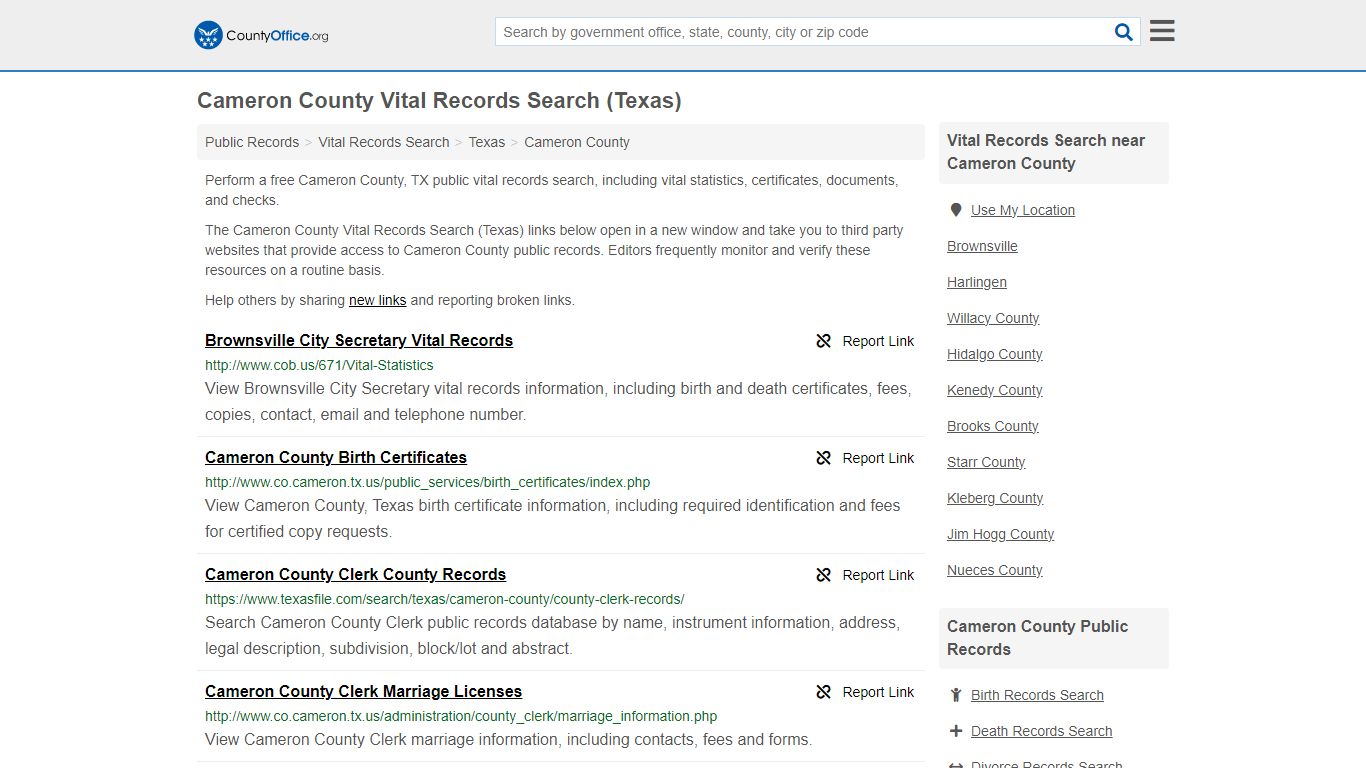 Cameron County Vital Records Search (Texas) - County Office