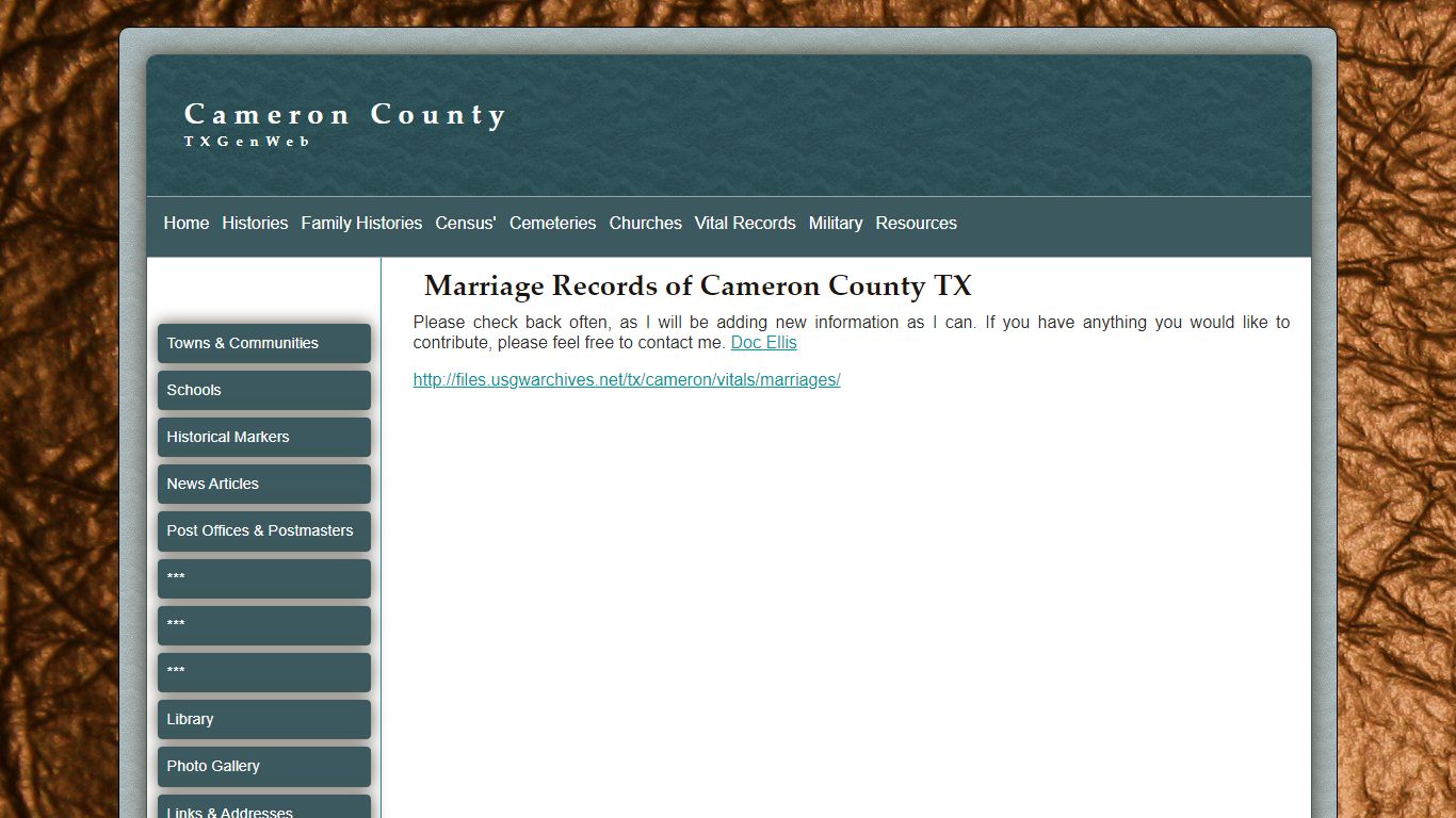 Marriage Records - Cameron County TXGenWeb