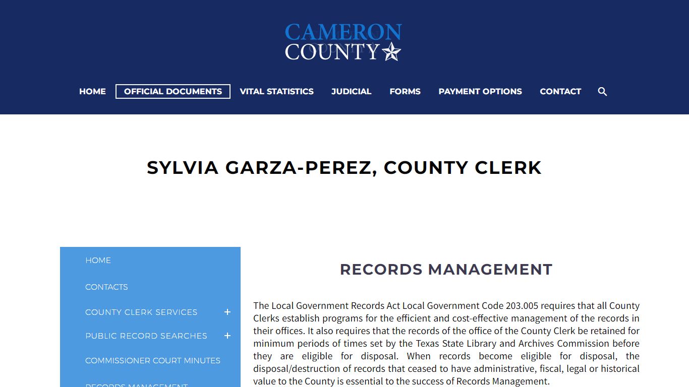 Sylvia Garza-Perez, County Clerk - Cameron County